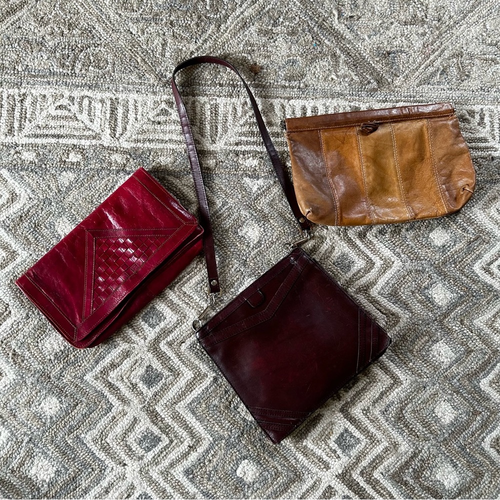 Bundle of 3 vintage leather purses